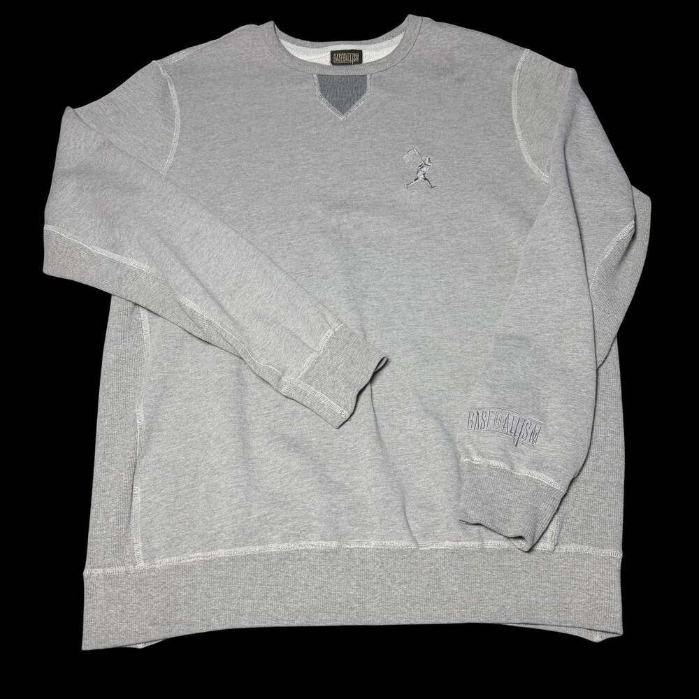 Baseballism Men's Gray Long Sleeve Crewneck Sweatshirt Size L